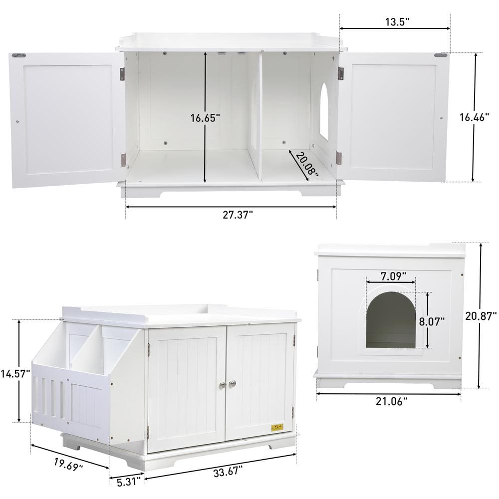 COZIWOW Large Cat House Litter Box Enclosure Hidden Kitty Washroom CW12U0482