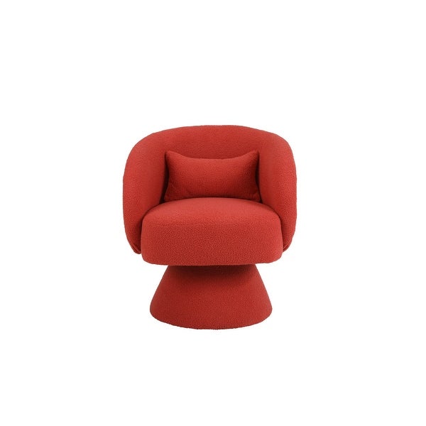 Modern Accent Chair Swivel Armchair， Round Fabric Barrel Chairs Single Sofa Lounge Chair with Small Pillow for Living Room