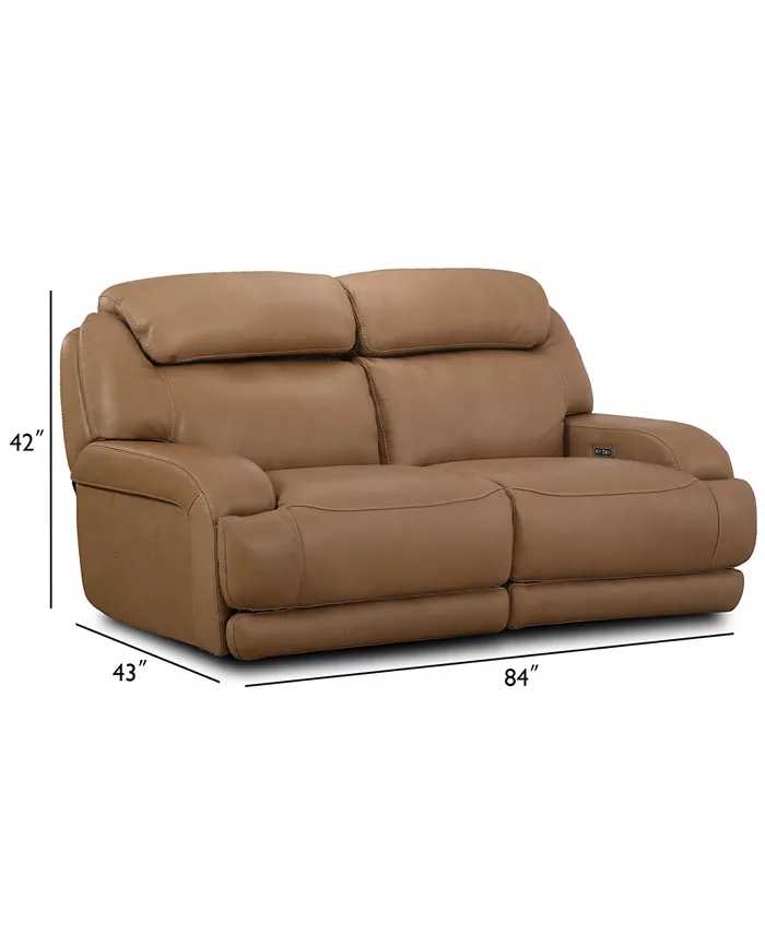 Furniture CLOSEOUT! Daventry 84 2-Pc. Leather Sectional Sofa With 2 Power Recliners Power Headrests And USB Power Outlet