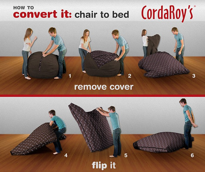 CordaRoy's Convertible Corduroy King Size Bean Bag Chair, Espresso