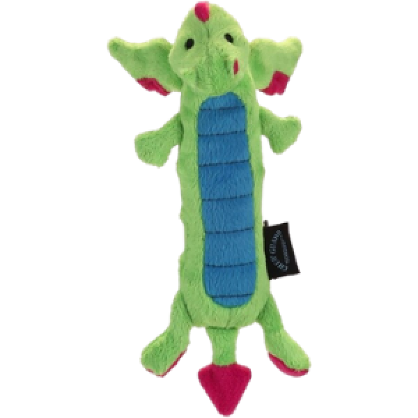 GoDog Skinny Dragon Chew Guard Dog Toy Green