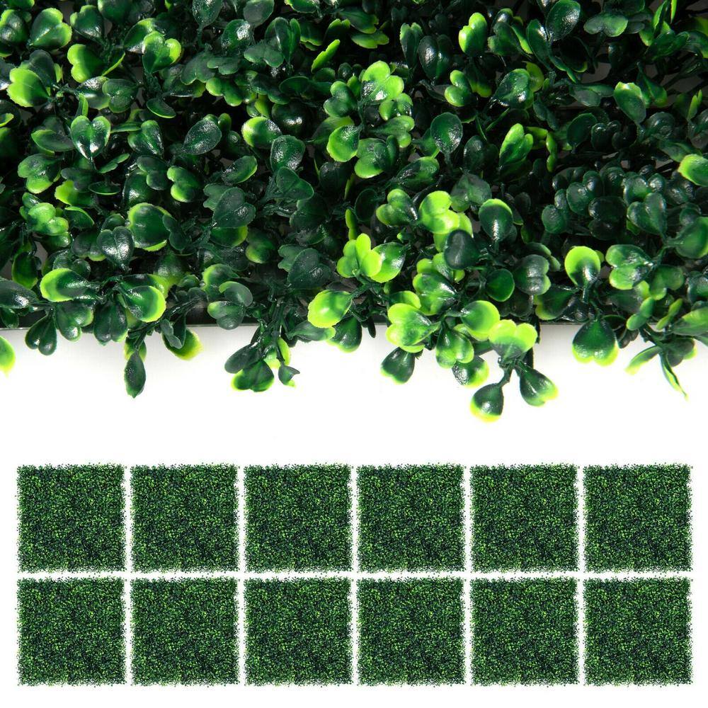 WELLFOR 12-Piece 20 in. L x 20 in. W PE Garden Fence Artificial Boxwood Panels HZ-HPY-10013