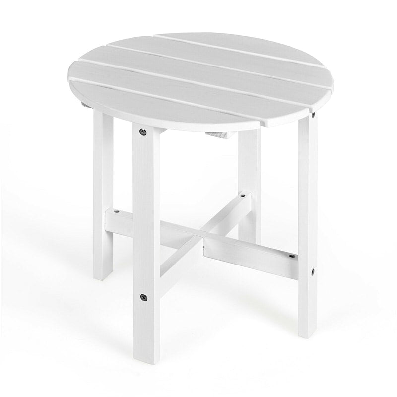 18¡¯¡¯ Outdoor Round Bistro Side Table Wood Slat End Table for Garden