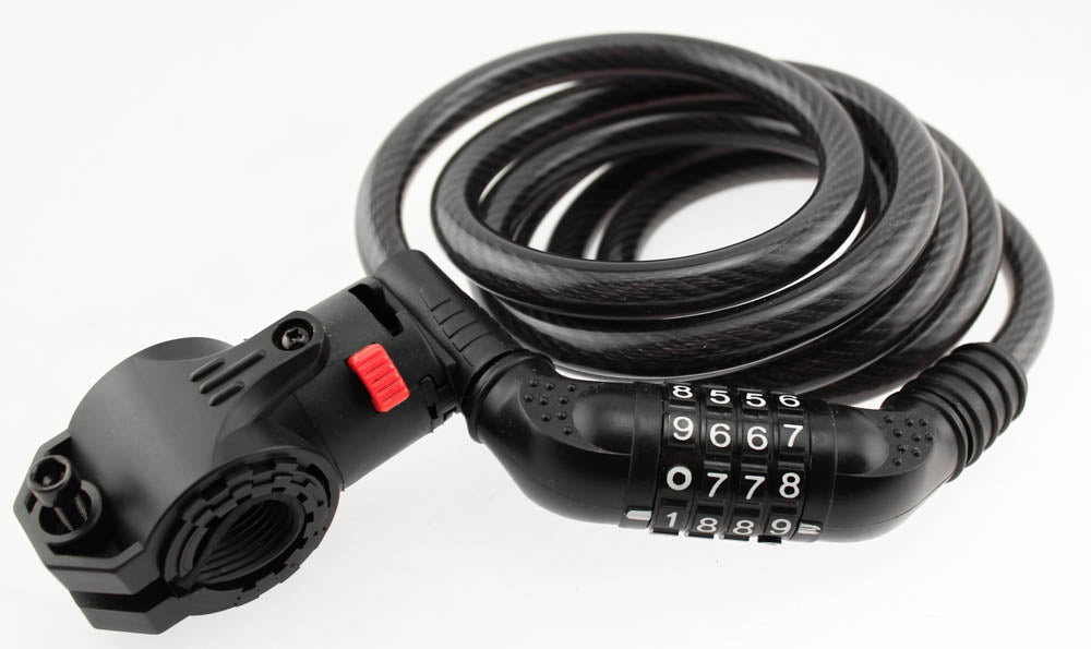 BIKE STREET Combination Bike Lock Cable 12mm x 6' Combo Flexible W/ Mounting NEW