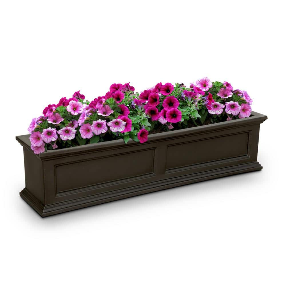 Mayne Fairfield 48 in. x 11 in. Self-Watering Espresso Polyethylene Window Box 5823-ES