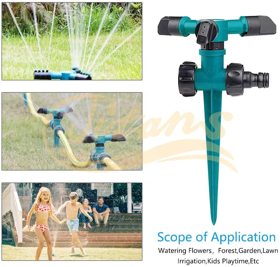 Automatic 3 arm sprinkler 360 Rotating Watering  garden sprinklers for irrigation system