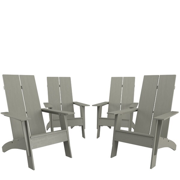 Set of 4 Modern Dual Slat Back Indoor/Outdoor Adirondack Style Chairs