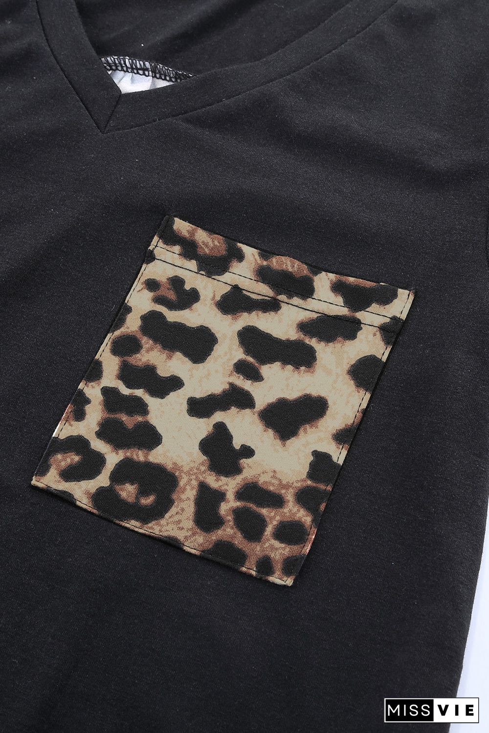 Leopard Printed Splicing T-Shirt