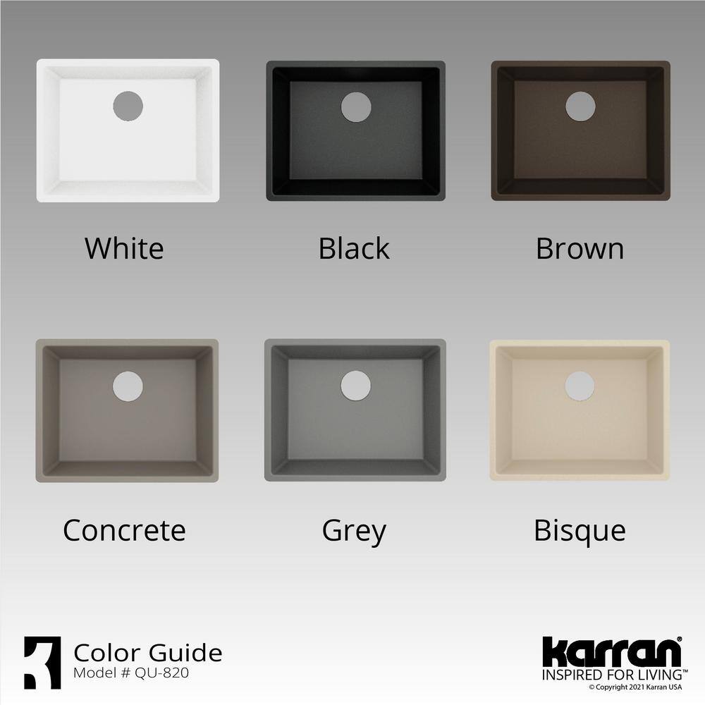 Karran QU- 820 Quartz 24.38 in Single Bowl Undermount Kitchen Sink in Bisque QU-820-BI