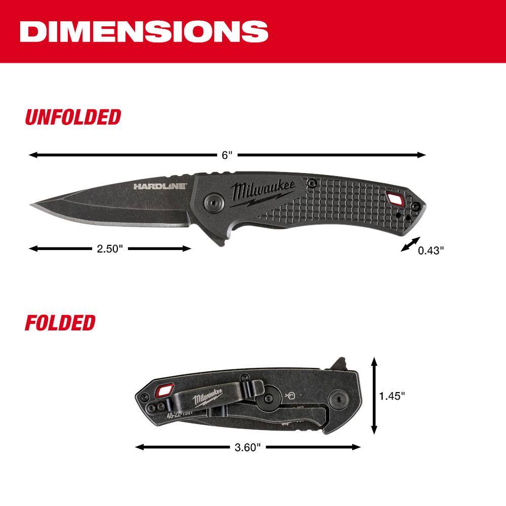 MW 10 in. Jobsite Tool Backpack with Hardline D2 Steel Smooth Blade Pocket Folding Knife (2-Piece) 48-22-8200-48-22-1997