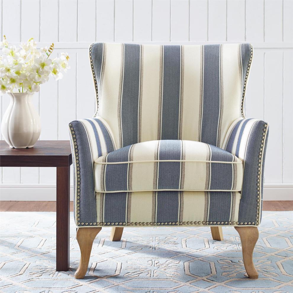 Classic Accent Chair  High Back and Flared Arms With Nailhead Trim   French Country   Armchairs And Accent Chairs   by Declusia  Houzz