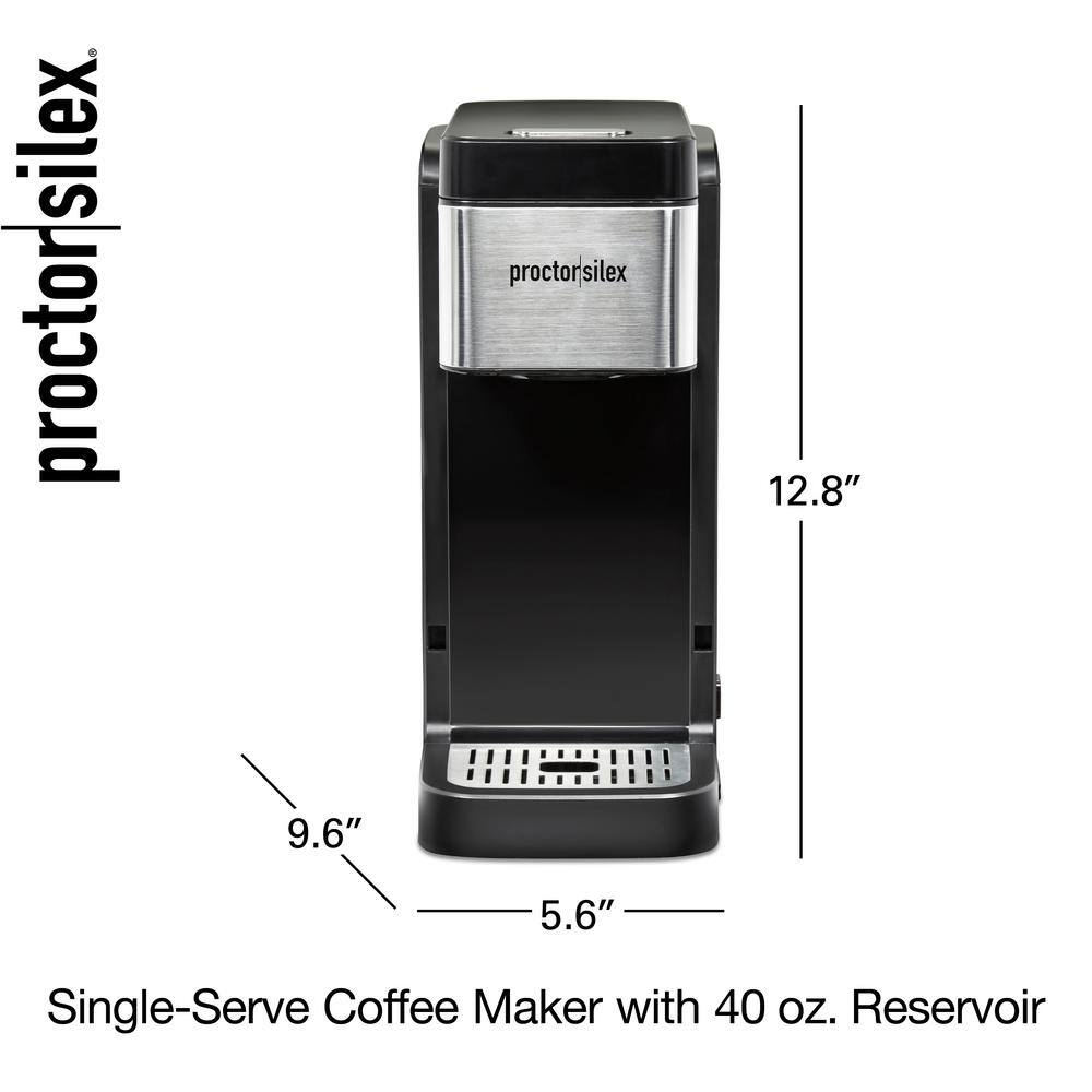 Proctor Silex 1-Cup Black and Stainless Steel Drip Coffee Maker with 40 oz. Reservoir 49919