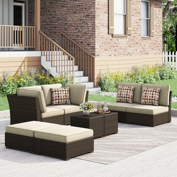 Corvus Oreanne 8piece Brown Wicker Sectional Patio Furniture Set