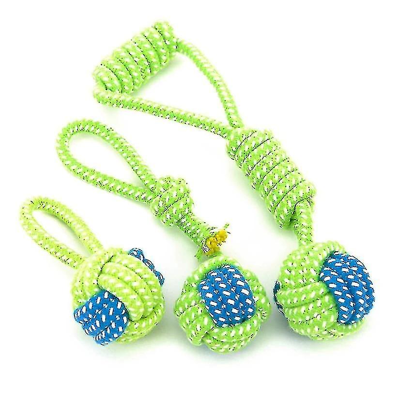 Pet Dog Cat Chew Teeth Clean Green Rope Ball For Outdoor Training Fun