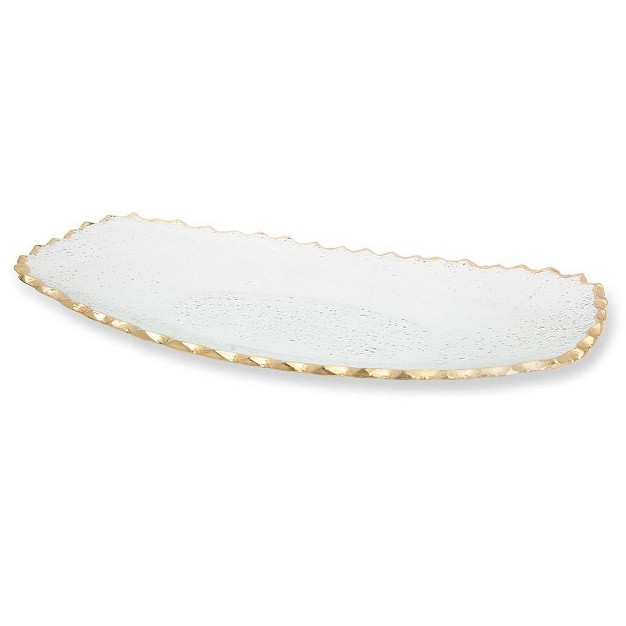 Classic Touch Glass Oblong Tray With Gold Edge 15 5 quot l