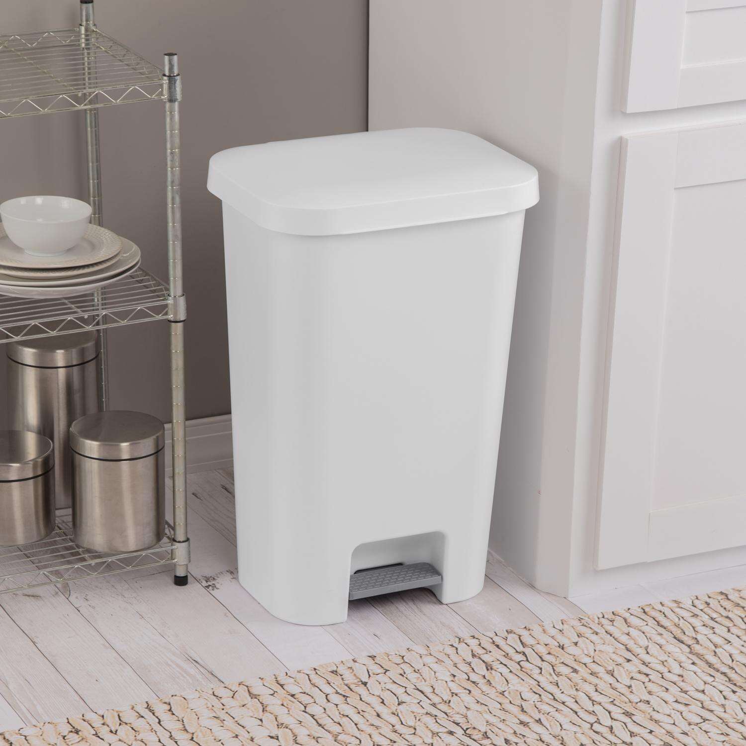 Sterilite StepOn 11.9 gal White Polypropylene Contemporary Automatic Touchless Wastebasket