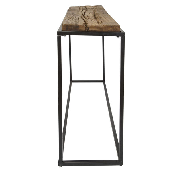 Holston Satin Black and Natural Salvaged Wooden Console Table