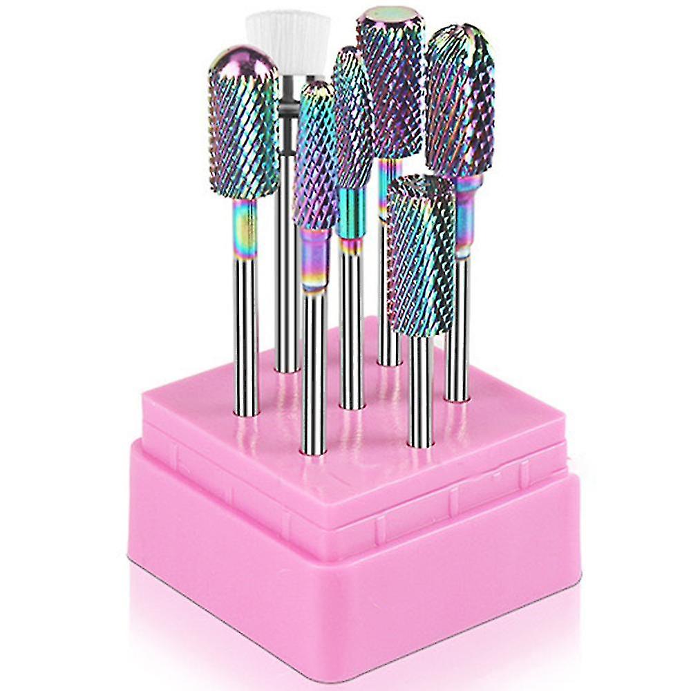 Nail Drill Bit Set Dc-7 Tungsten Carbide Diamond Ceramic Acrylic Nail Drill Bits 7pcs Remove Acrylic Nails Gel Polish Poly Extension Nail Gel Drill Bi