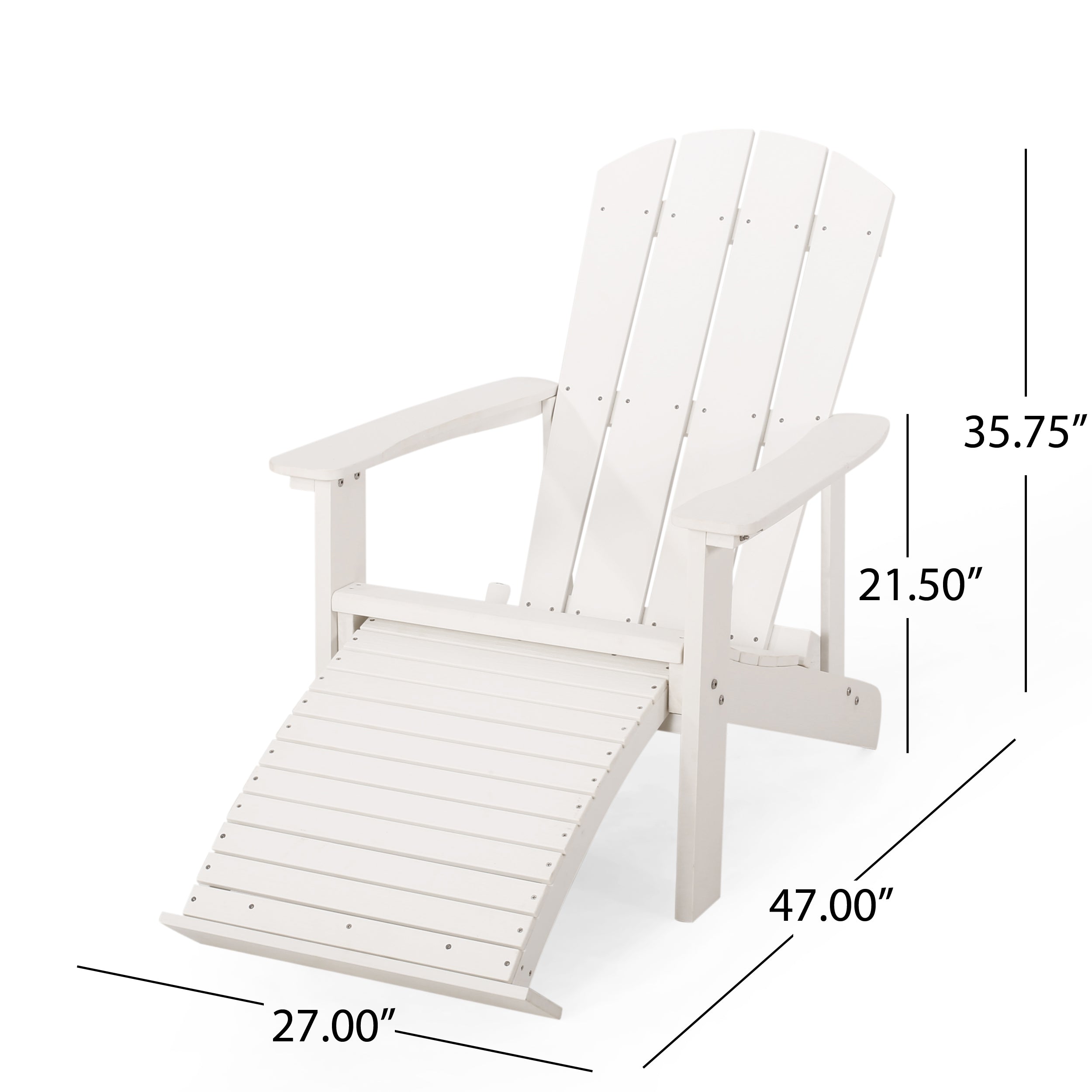 Ulises Outdoor Faux Wood Adirondack Chair with Retractable Ottoman