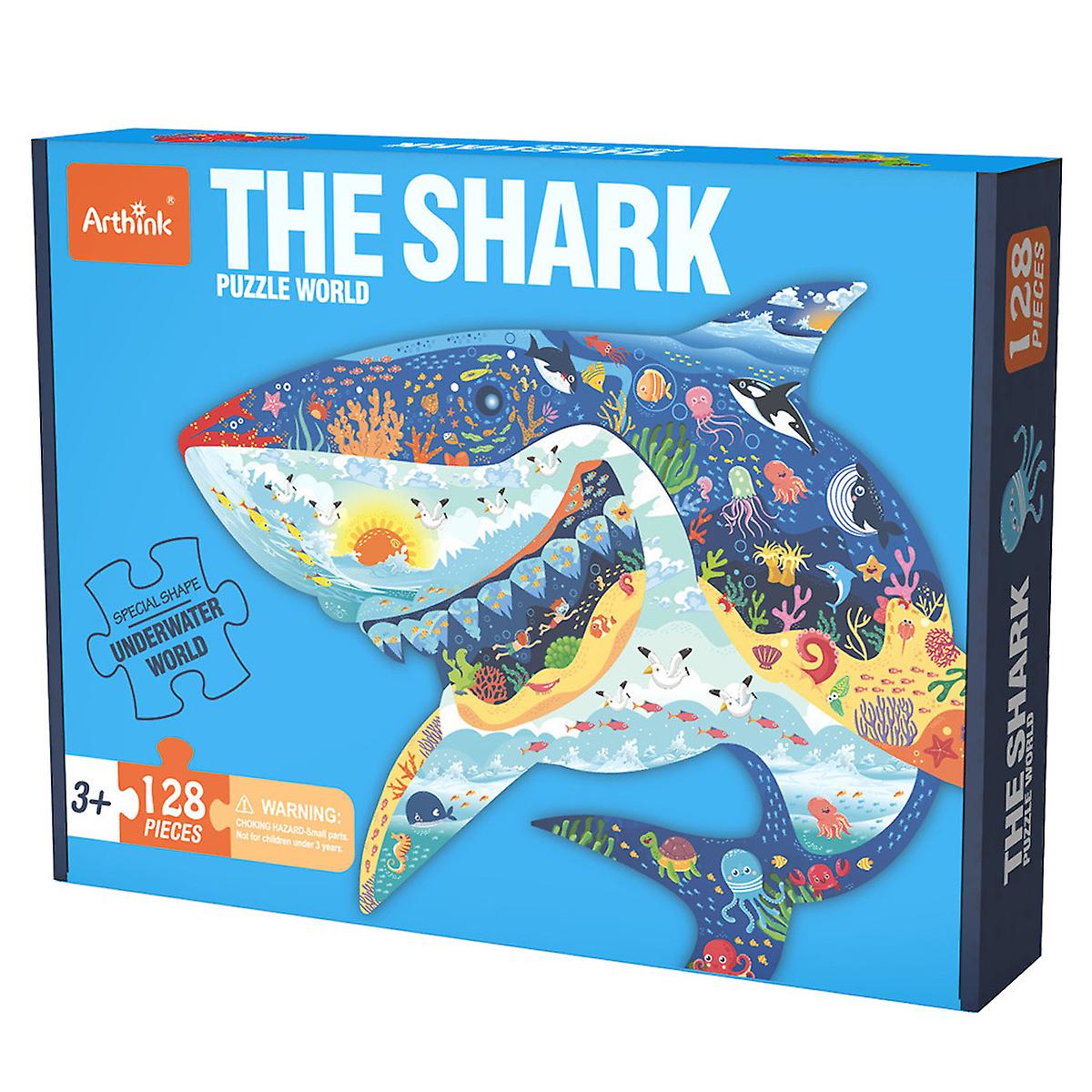 128pcs Shark Jigsaw Puzzles Unique Shaped Jigsaw Puzzles Diy Toys For Kids Adults