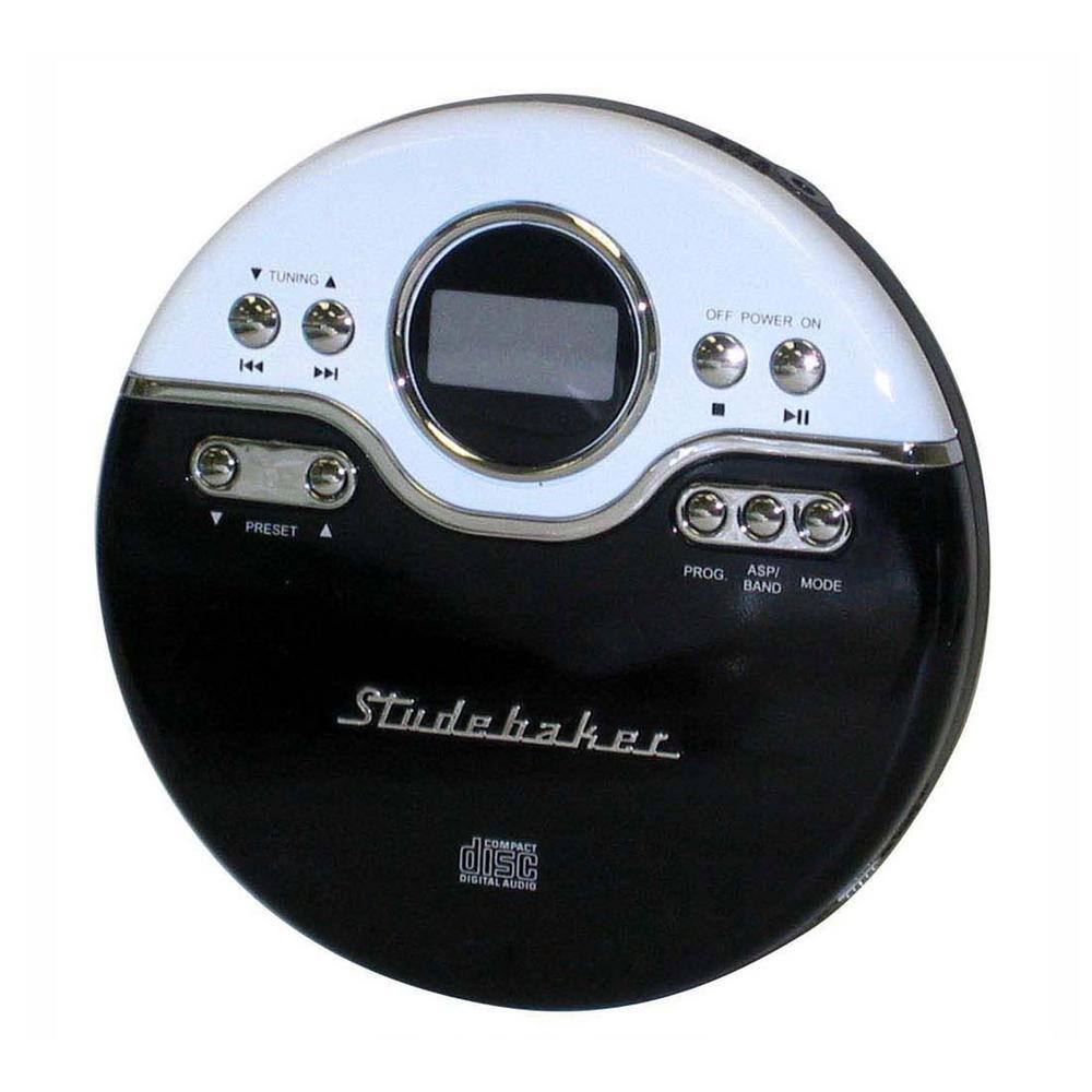 Studebaker Joggable Personal CD Player with PLL Radio in BlackWhite SB3703BW