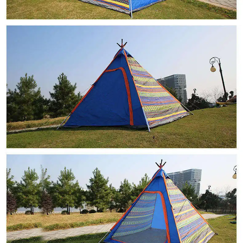 Indian style easy to build 4 5 person High quality waterproof outdoor camping shelter teepee indian fabric tents for sale