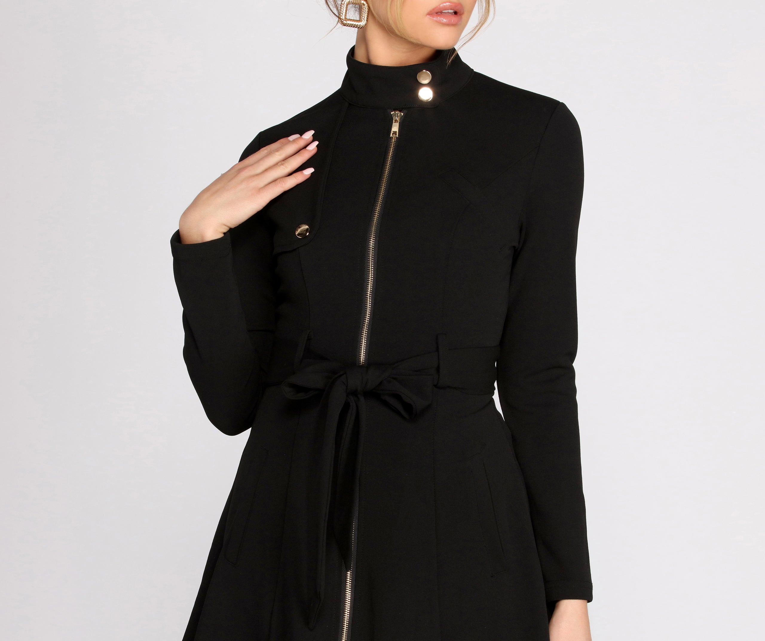 Here To Stay Tie Waist Dress Jacket