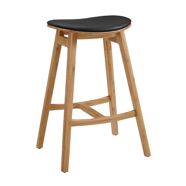 Skol Bar Height Stool With Leather Seat， Caramelized， (Set of 2)