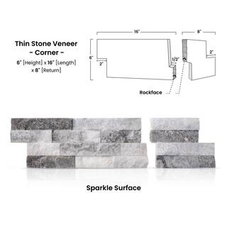 Prestige Stone  Granite Alaska White 6 x 16 x 8 in. Natural Stacked Stone Veneer Corner Siding ExteriorInterior Wall Tile (2-Box12.84 sq ft) TSAL-C-2