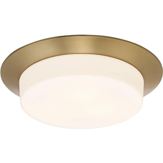 Wide Warm Brass Gold 3 light Opal White Glass Shade For Bedroom Living Room