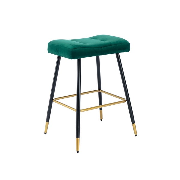 Vintage Style Foam with Upholstery Bar Stools Footrest Counter Height Dining Chairs with Sturdy Metal Legs Suitable for Bar