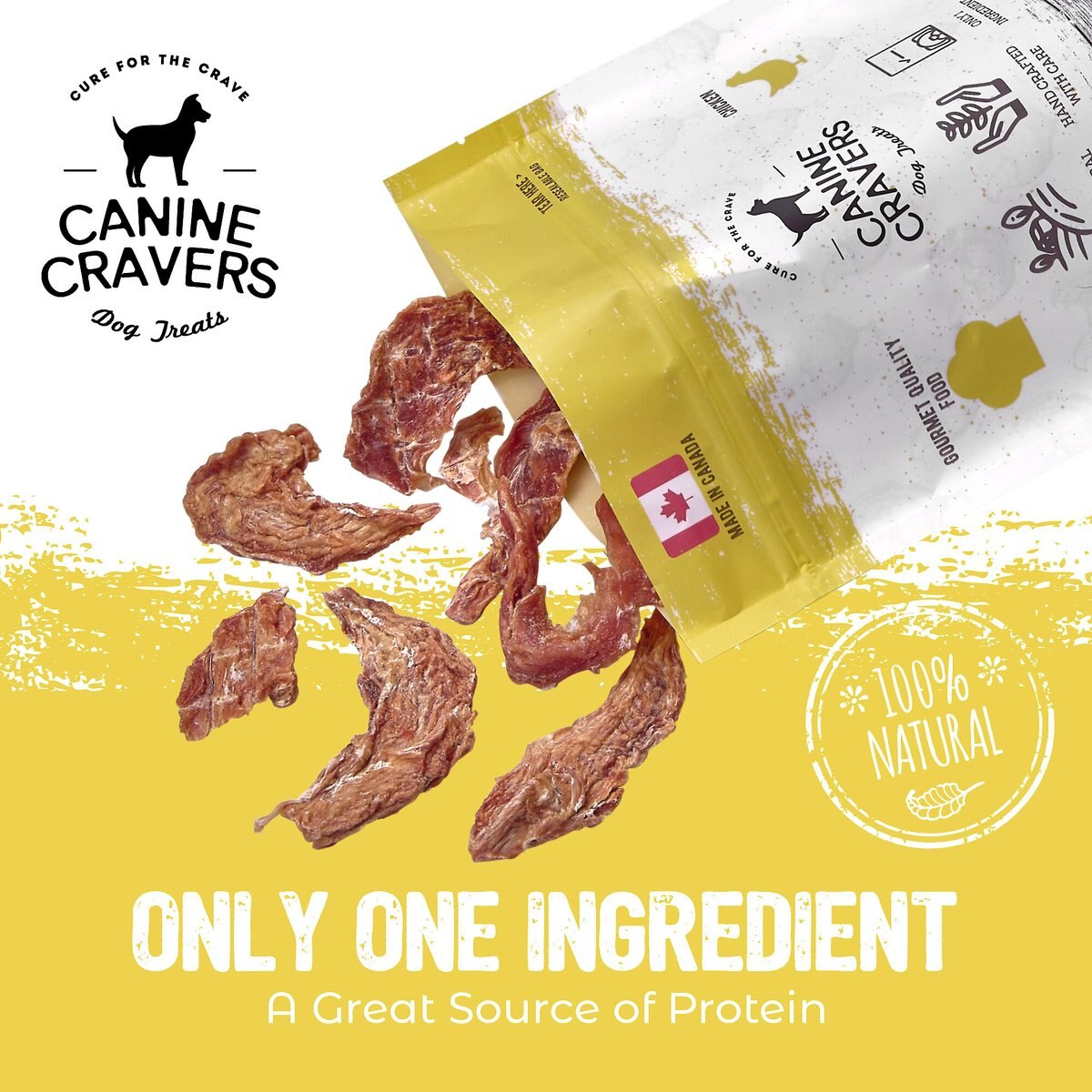 Canine Cravers Farm Fresh Chicken Dehydrated Dog Treats， 5.3-oz pouch