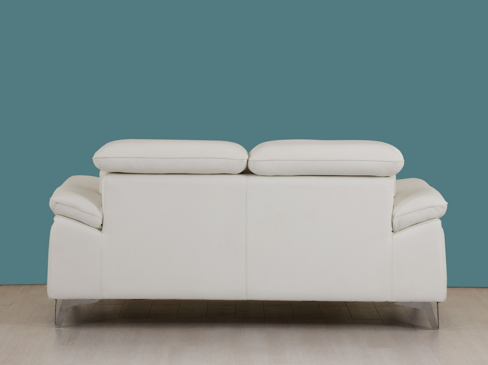 31 quotFashionable White Leather Loveseat   Midcentury   Loveseats   by HomeRoots  Houzz