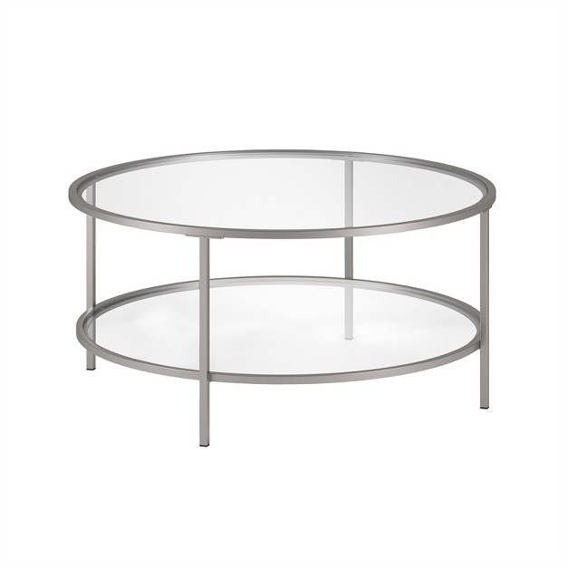 Metal Round Two Shelf Coffee Table In Gray Henn amp hart