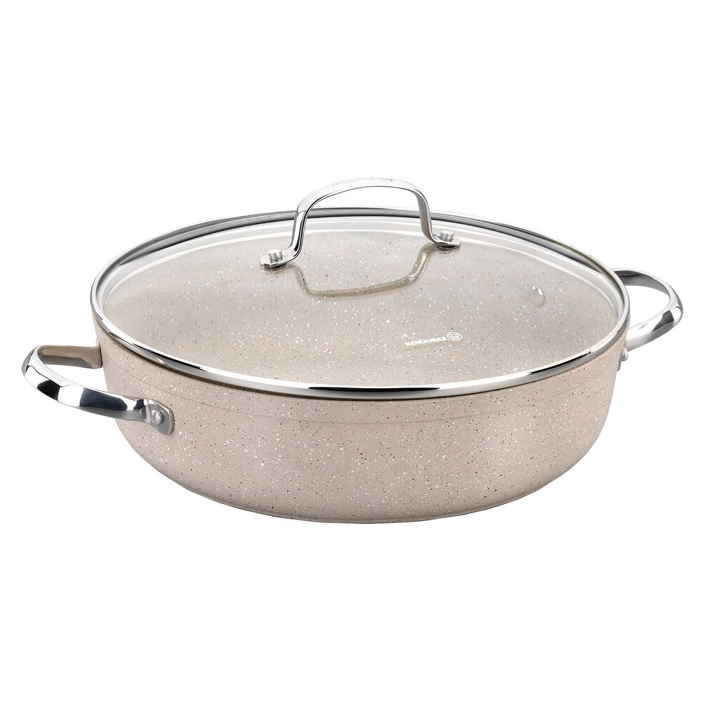 2.5 Liter Aluminum Nonstick Low Casserole with Lid in Tan