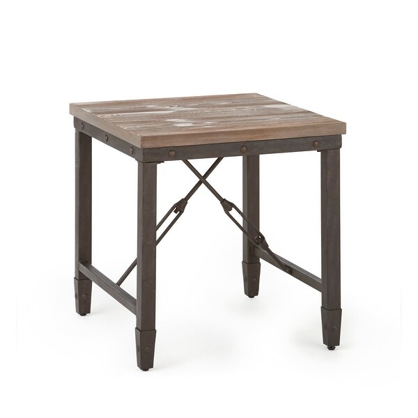 Carbon Loft Gatling Industrial Style Wood and Metal End Table