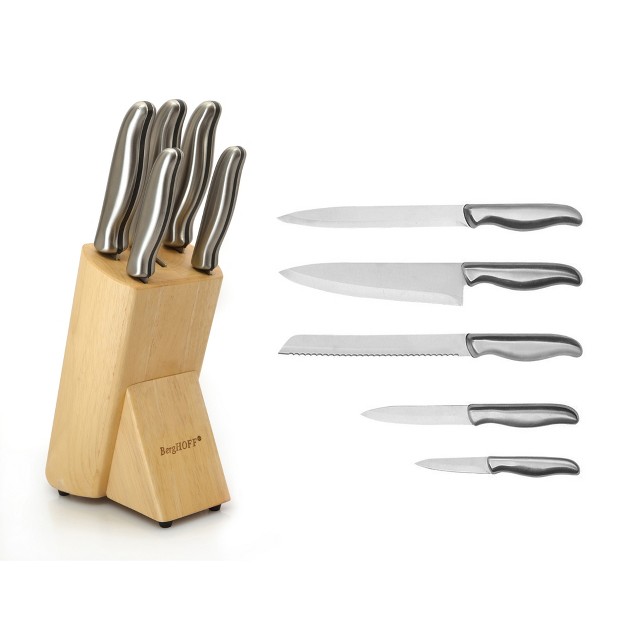 Berghoff Essentials 6pc Stainless Steel Knife Set With Block