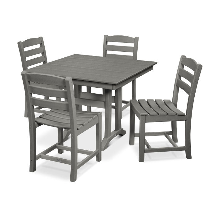 Polywood La Casa Café 5-Piece Farmhouse Trestle Side Chair Dining Set PWS438-1