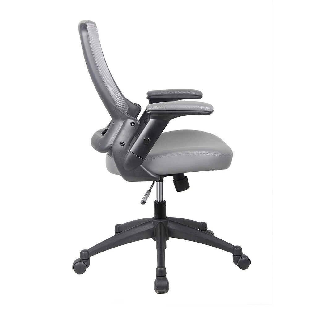 Mid Back Mesh Task Office Chair with Height Adjustable Arms  Grey