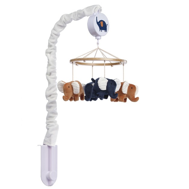 Lambs amp Ivy Playful Elephant Blue white Musical Baby Crib Mobile Soother Toy