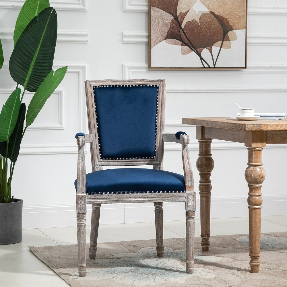 HOMCOM Vintage Dining Chair with High Back  Thick Sponge Padded Seat and Section Armrest with Wood Frame