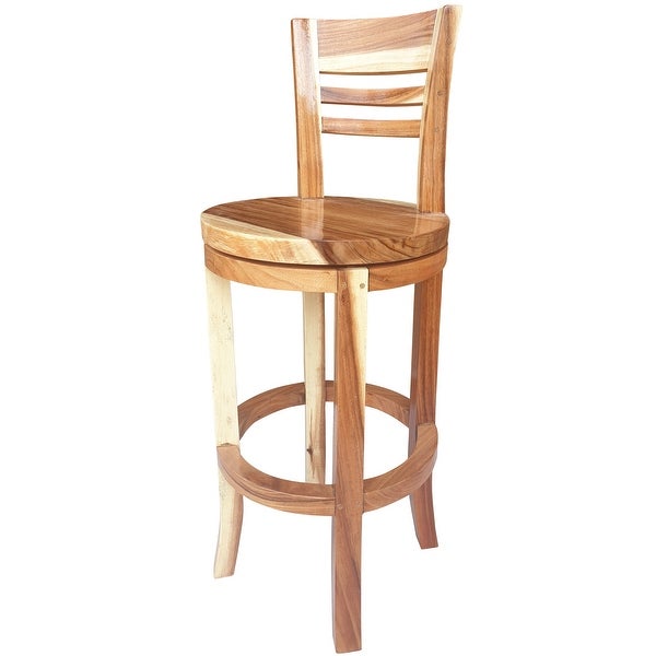 Chic Teak Suar Olympia Live Edge Bar Stool Chair with Swivel Seat