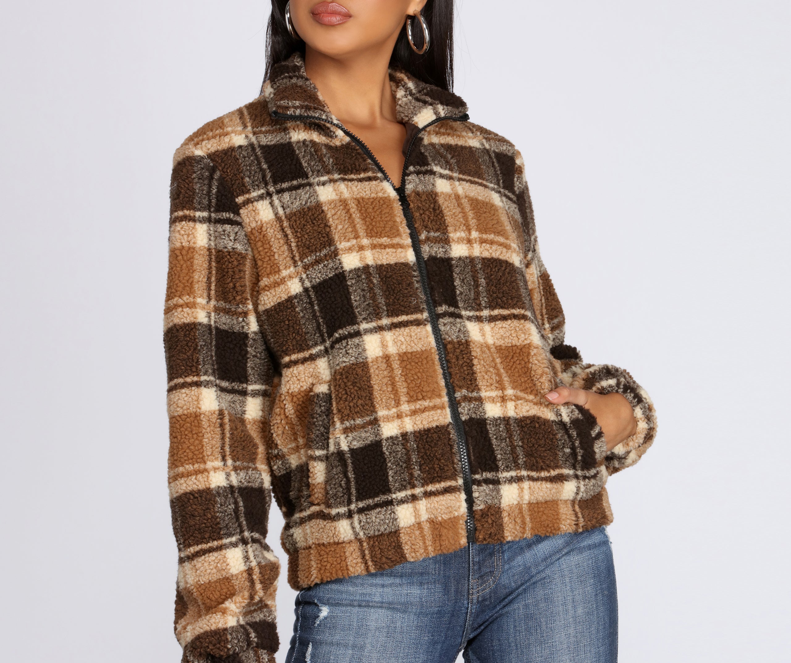 Pretty In Plaid Faux Fur Jacket