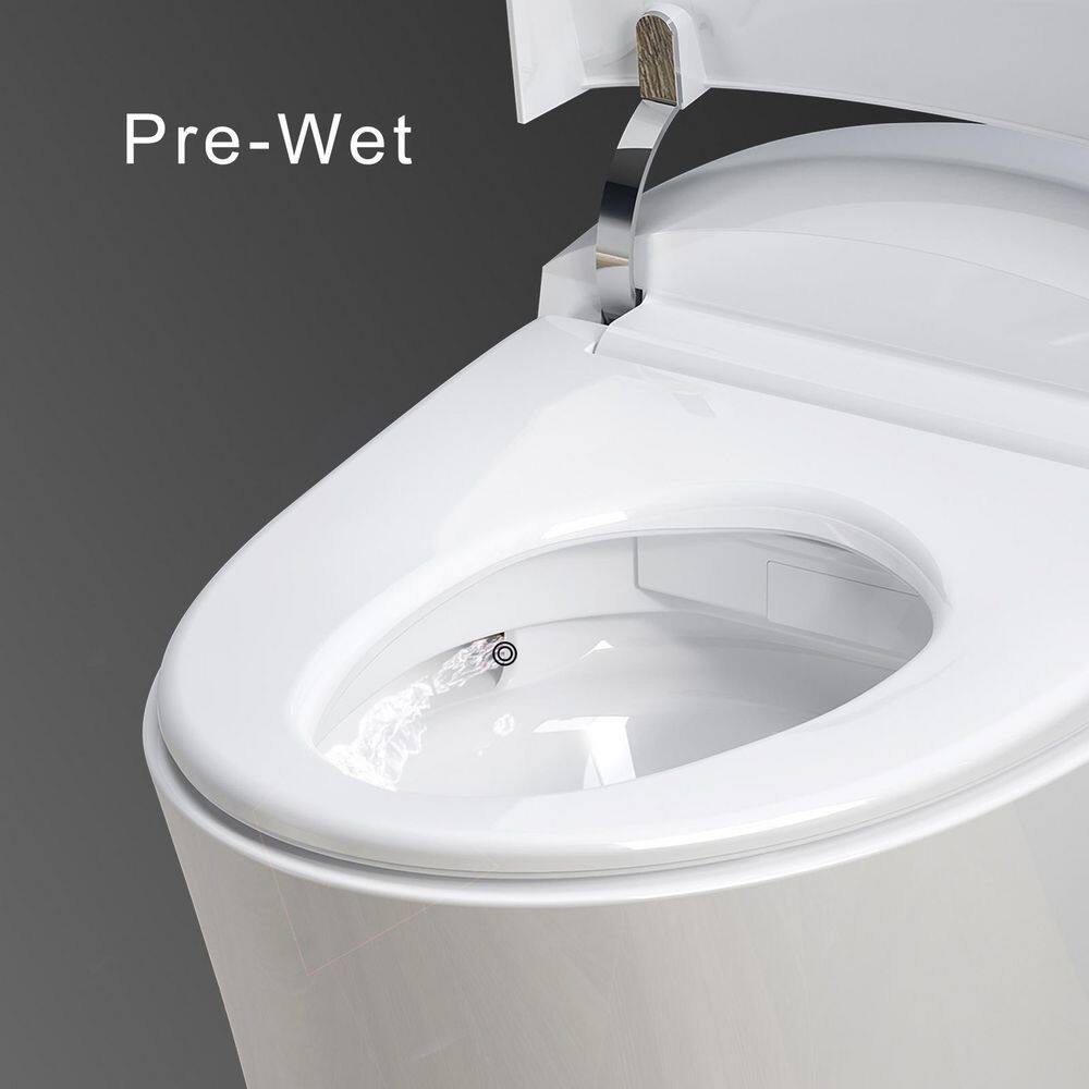 HOROW 1-piece 11.27 GPF Dual Flush Elongated Toilet in White Seat Included HR-0010