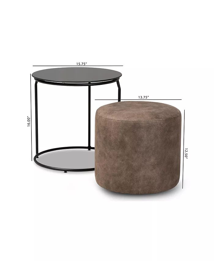 Furniture Kira Ottoman and End Table Set