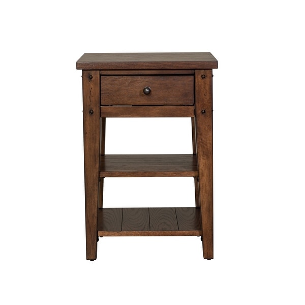 Lake House Rustic Brown Oak Chair Side Table