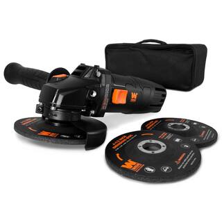 WEN 7.5 Amp Corded 4-12 in. Angle Grinder with Reversible Handle 3 Grinding Discs and Carrying Case 94475