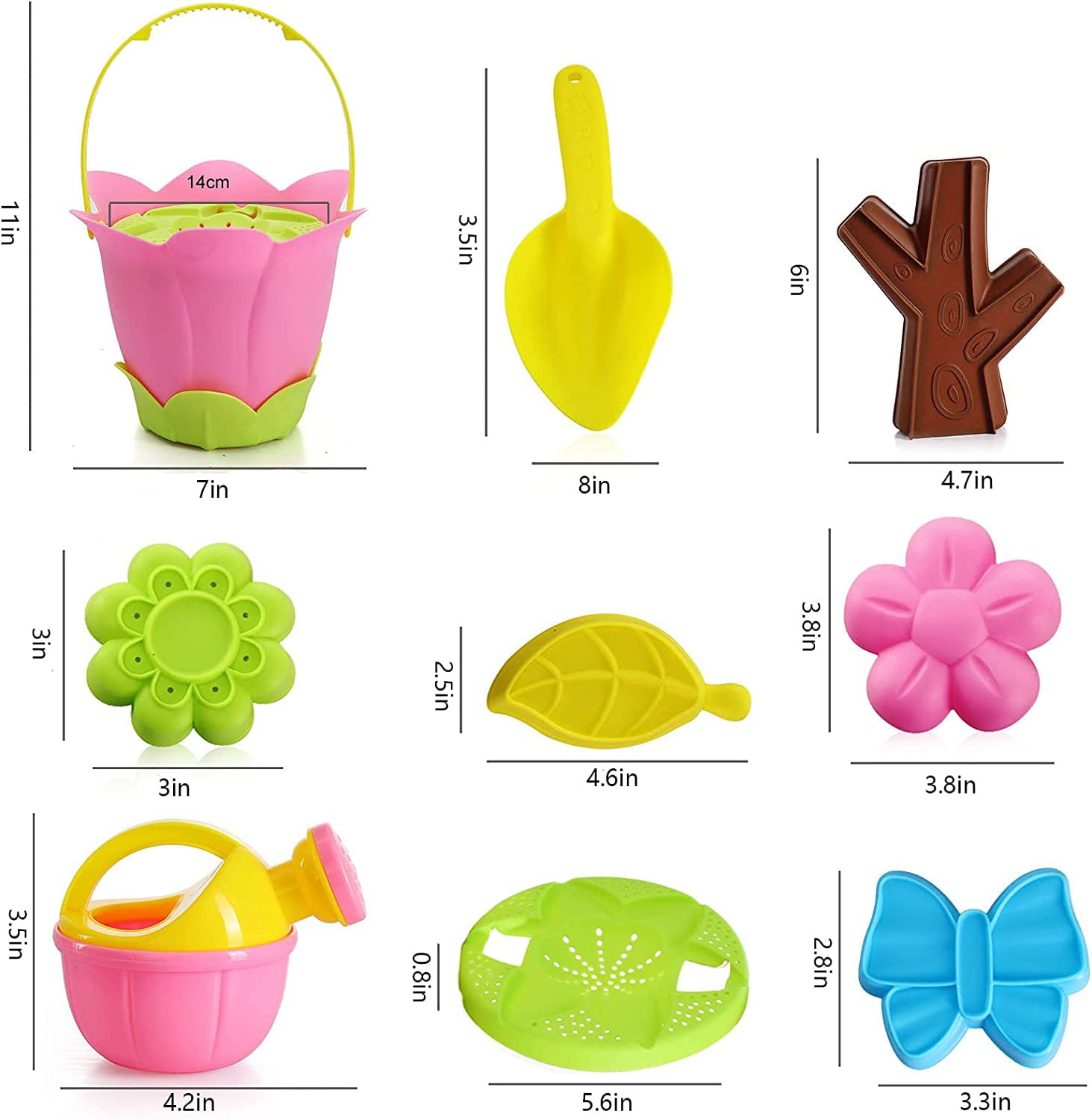 Beach Sand Toys Sandbox Toys for Girls Kids Toddlers,Flower Shape Sand Molds,Beach Bucket,Watering Can,Shovel,Sifter Kids Outdoor Toys Set