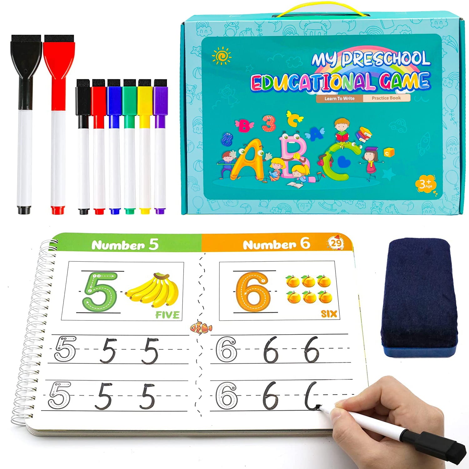 Handwriting Practice Book for Kids， Toddlers Preschool Educational Learning Toys for Boys Girls 3-6 Years