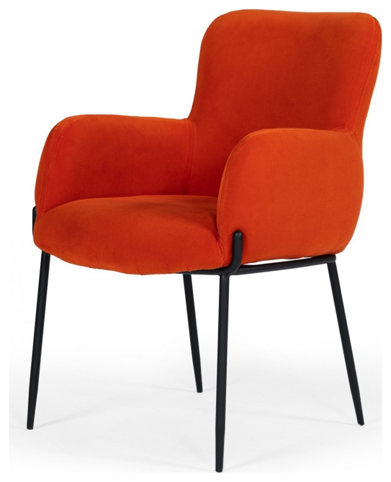 Orange Velvet Dining Chair   Midcentury   Dining Chairs   by HomeRoots  Houzz